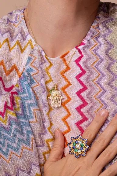 BUDDHA MAMA Small White Hamsa Pendant | Thumbnail 4