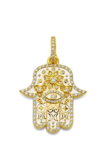 BUDDHA MAMA Small White Hamsa Pendant | Thumbnail 1