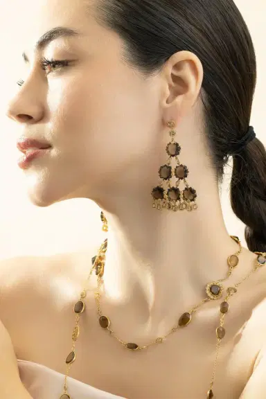 Coomi Smokey Quartz Triangle Drop Earrings | Thumbnail 4 Coomi Smokey Quartz Triangle Drop Earrings | Thumbnail 4