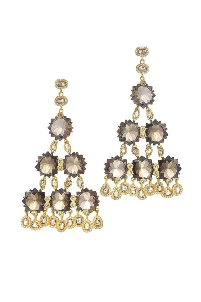 Coomi Smokey Quartz Triangle Drop Earrings