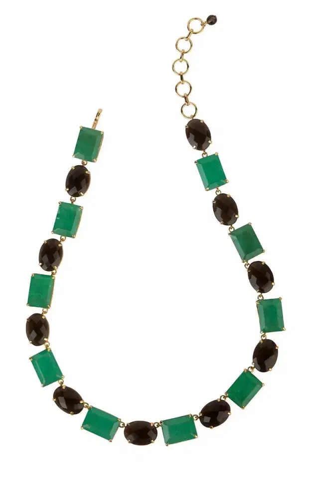 BOUNKIT JEWELRY Smoky Green Quartz Rhea Necklace