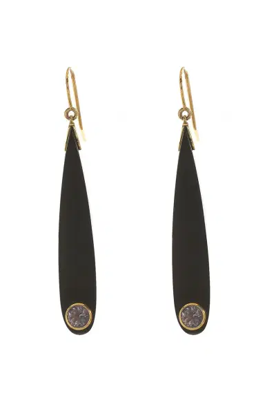 MARK DAVIS Smoky Quartz Black Bakelite Earrings | Thumbnail 1
