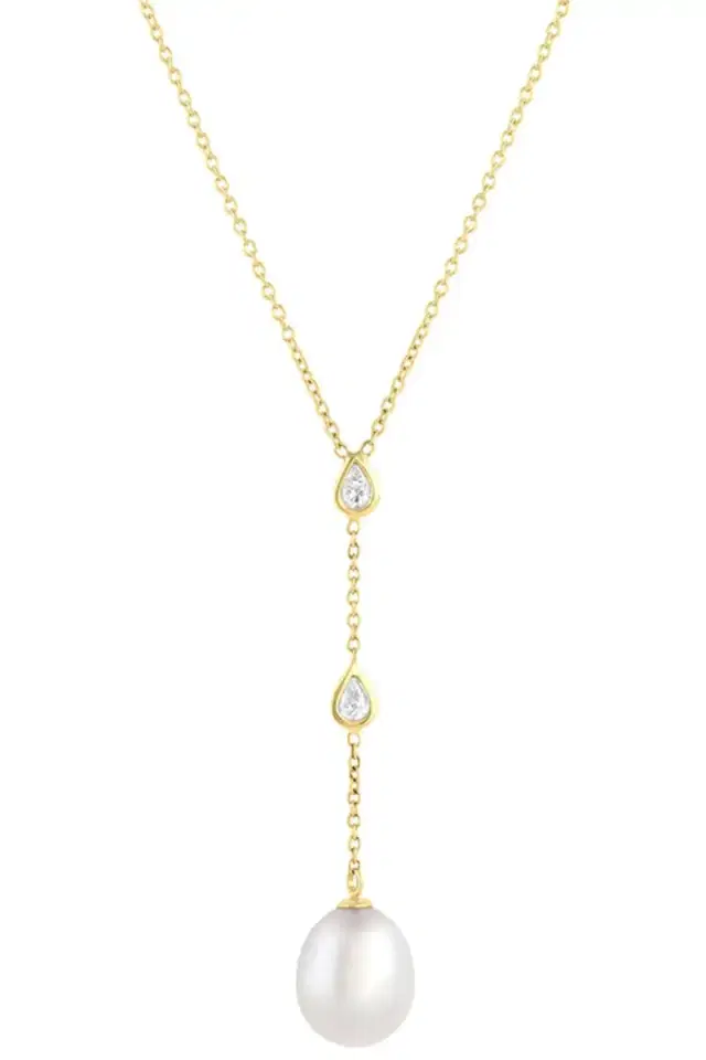 BAGGINS South Sea Pearl Diamond Drop Necklace- Yellow Gold