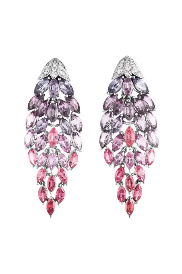 Spinel Diamond Shield Earrings