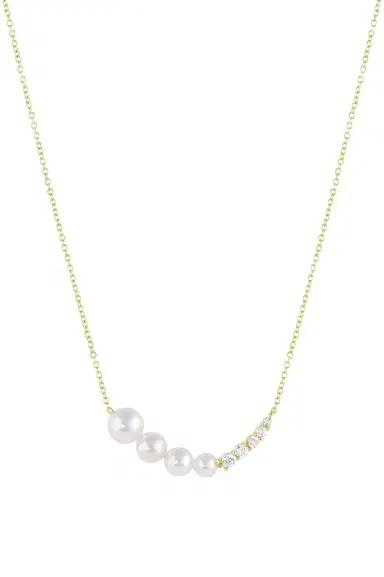 BAGGINS Split Akoya Pearl and Diamond Necklace | Thumbnail 1 BAGGINS Split Akoya Pearl and Diamond Necklace | Thumbnail 1