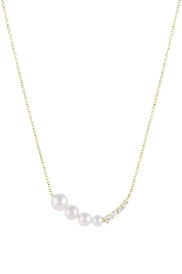 BAGGINS Split Akoya Pearl and Diamond Necklace