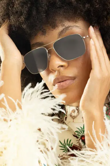 Oliver Peoples Square Aviator Polarized Sunglasses | Thumbnail 3