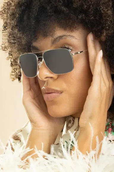 Oliver Peoples Square Aviator Polarized Sunglasses | Thumbnail 4