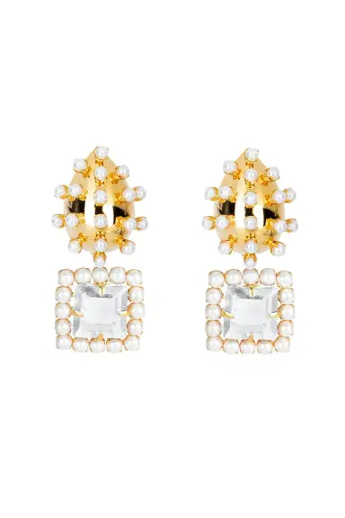 BOUNKIT JEWELRY Studded Pearl Quartz Earrings | Thumbnail 1 BOUNKIT JEWELRY Studded Pearl Quartz Earrings | Thumbnail 1