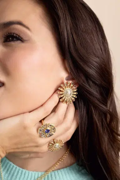 Harwell Godfrey Sunflower Button Stud Earrings | Thumbnail 3 Harwell Godfrey Sunflower Button Stud Earrings | Thumbnail 3