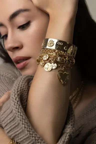 Foundrae Symbols Wide Triptych Bangle Bracelet | Thumbnail 2