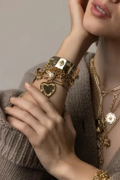 Foundrae Symbols Wide Triptych Bangle Bracelet | Thumbnail 4