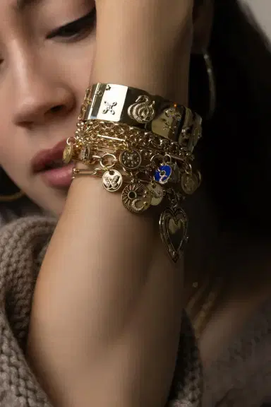 Foundrae Symbols Wide Triptych Bangle Bracelet | Thumbnail 5
