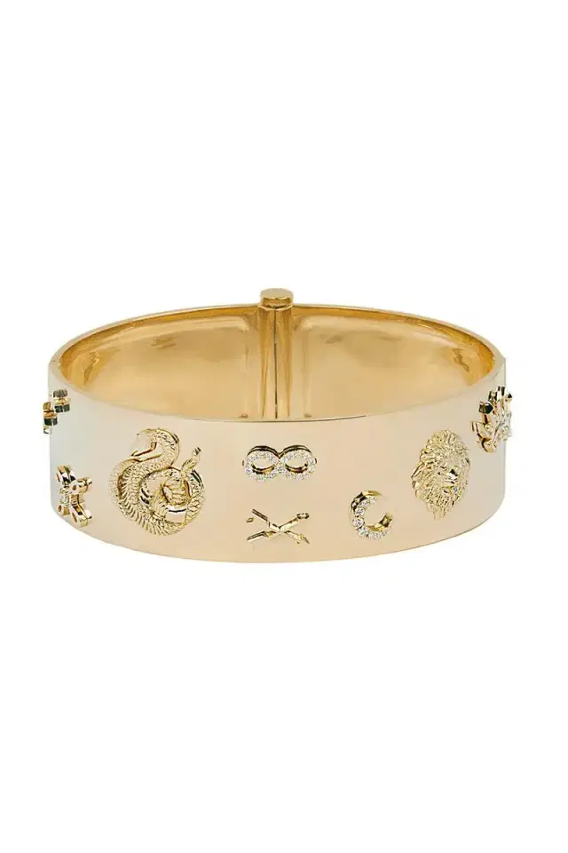 Foundrae Symbols Wide Triptych Bangle Bracelet