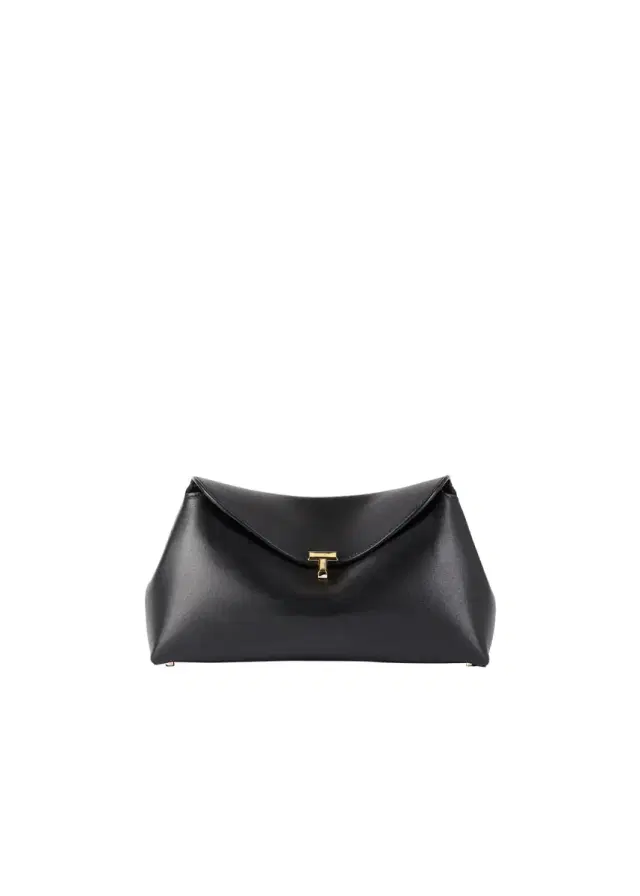 TOTEME T-Lock Leather Clutch - Black
