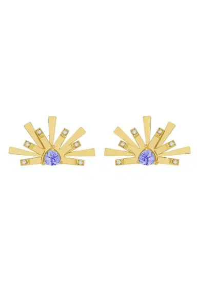 CAROL KAUFFMANN Tanzanite Mini Demi Circle Earrings | Thumbnail 1 CAROL KAUFFMANN Tanzanite Mini Demi Circle Earrings | Thumbnail 1
