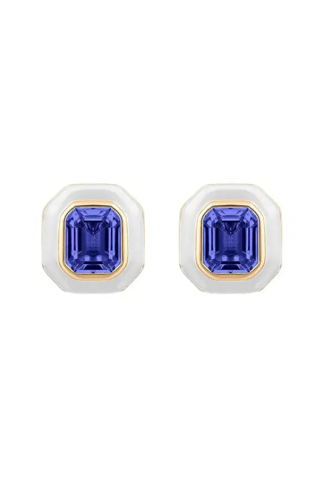 GOSHWARA Tanzanite Square Cut Stud Earrings