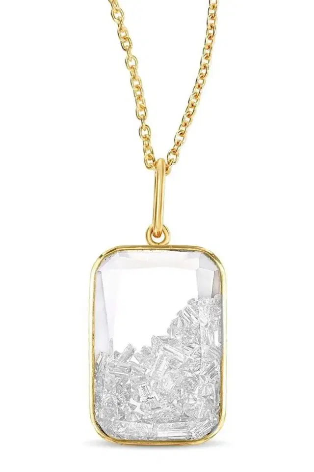MORITZ GLIK Ten Fourteen White Sapphire Shaker Necklace