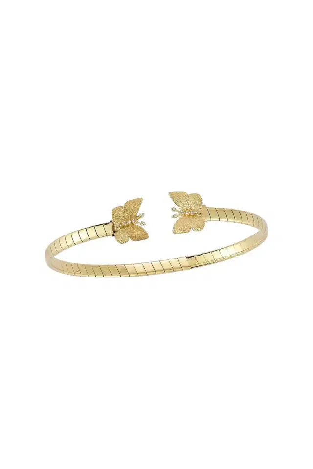TANYA FARAH Textured Butterfly Open Bangle Bracelet