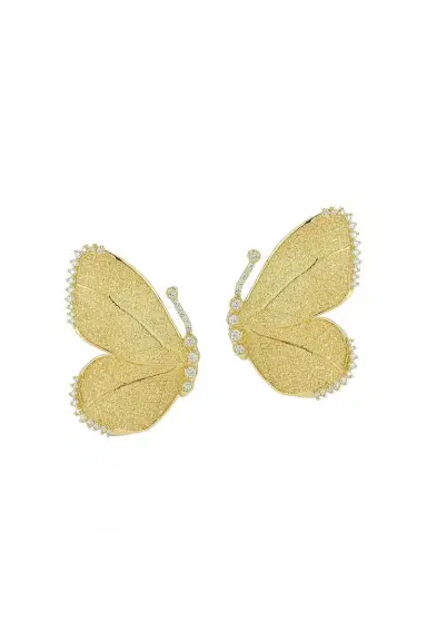 TANYA FARAH Textured Half Butterfly Wing Diamond Earrings | Thumbnail 1 TANYA FARAH Textured Half Butterfly Wing Diamond Earrings | Thumbnail 1