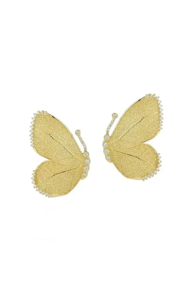 TANYA FARAH Textured Half Butterfly Wing Diamond Earrings