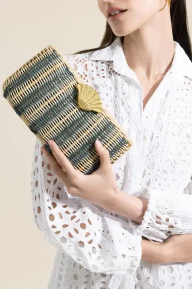 POOLSIDE The Classica Clutch - Blue Stripe | Thumbnail 3