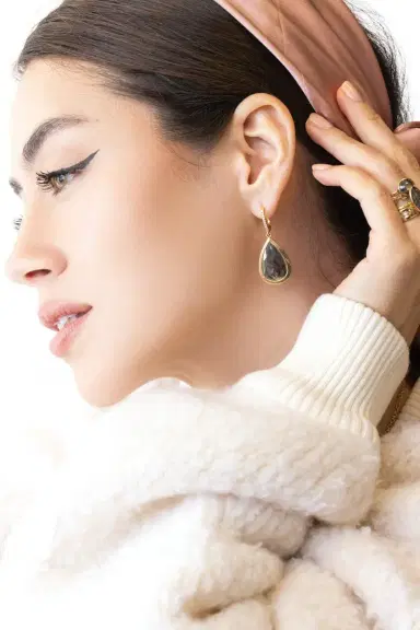 WITH LOVE The Rustic Pear Drop Earrings | Thumbnail 3