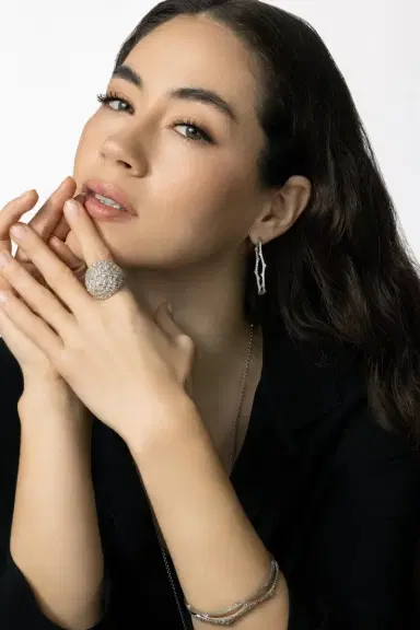 PARULINA Thorn Briar Diamond Hoop Earrings | Thumbnail 3