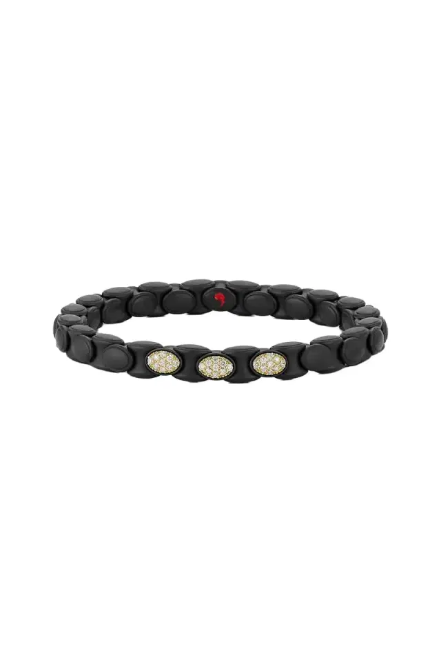 Three Diamond Matte Black Anaconda Bracelet