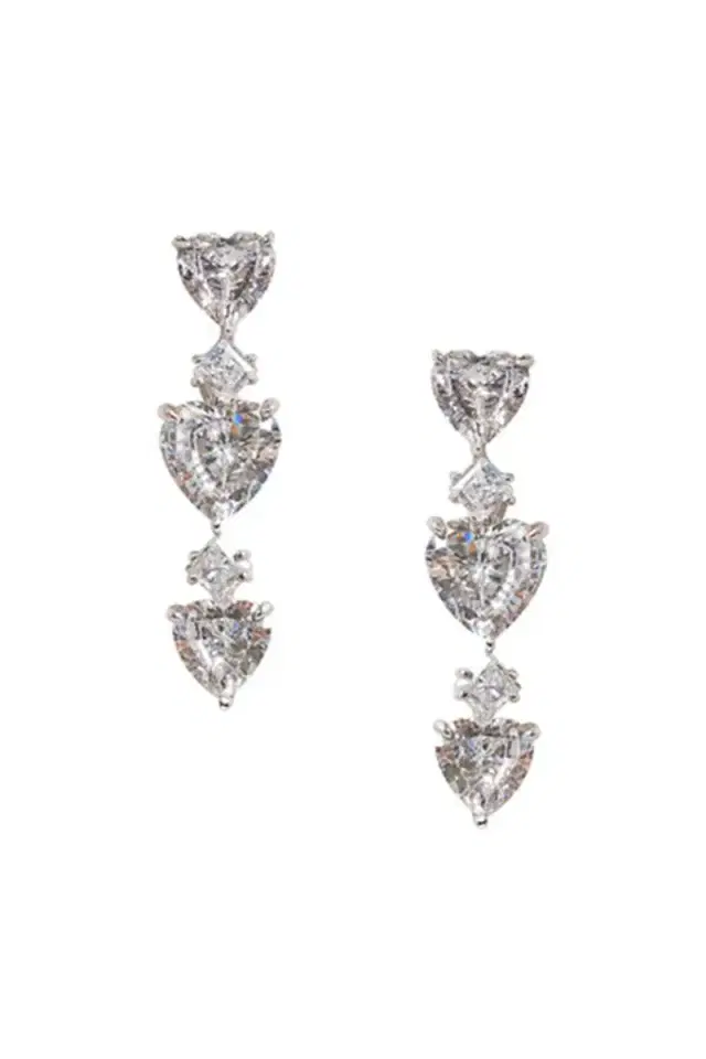 FANTASIA by DESERIO Three Heart Drop Earrings
