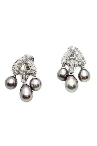 ANDREOLI Three Pearl Diamond Earrings | Thumbnail 1