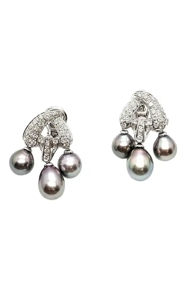 ANDREOLI Three Pearl Diamond Earrings