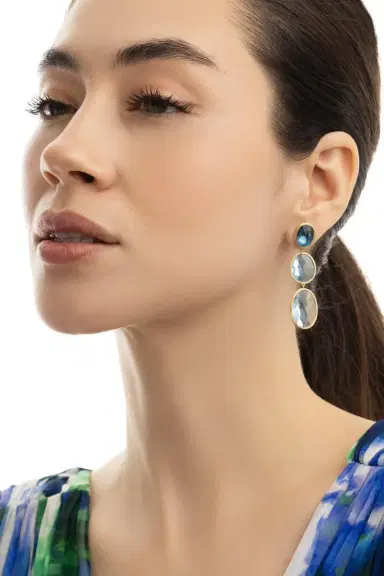 MARCO BICEGO Three-Stone Mixed Topaz Lunaria Earrings | Thumbnail 2