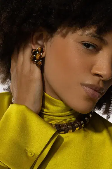 ALETTO BROTHERS Tiger Eye Diamond Orba Earrings | Thumbnail 3