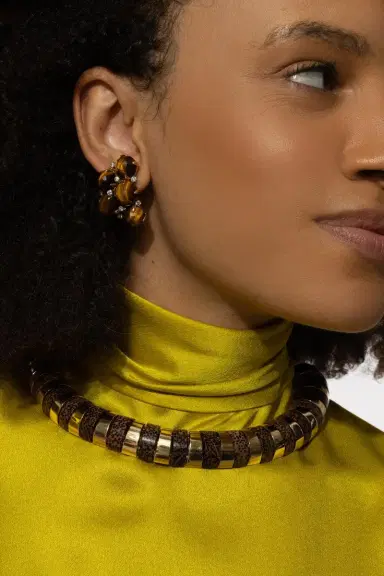 ALETTO BROTHERS Tiger Eye Diamond Orba Earrings | Thumbnail 4