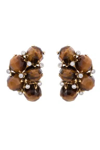 ALETTO BROTHERS Tiger Eye Diamond Orba Earrings | Thumbnail 1