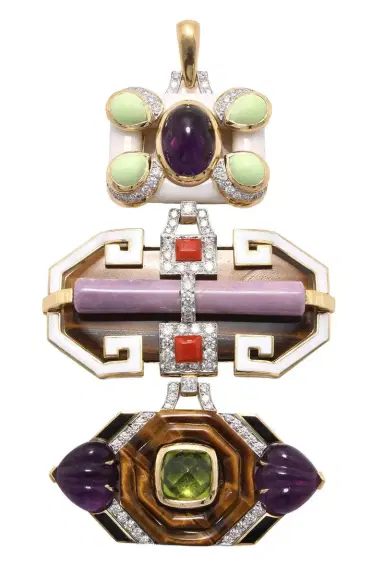DAVID WEBB Tigers Eye Marble White Black Totem Pendant | Thumbnail 1
