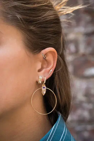 CELINE DAOUST Totem Moonstone Single Hoop Earring | Thumbnail 2 CELINE DAOUST Totem Moonstone Single Hoop Earring | Thumbnail 2