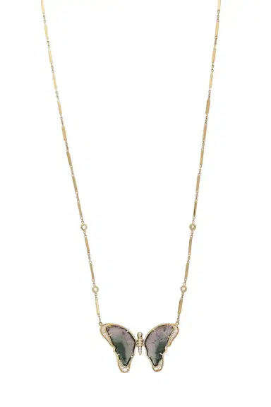Jacquie Aiche Tourmaline Diamond Butterfly Necklace | Thumbnail 1