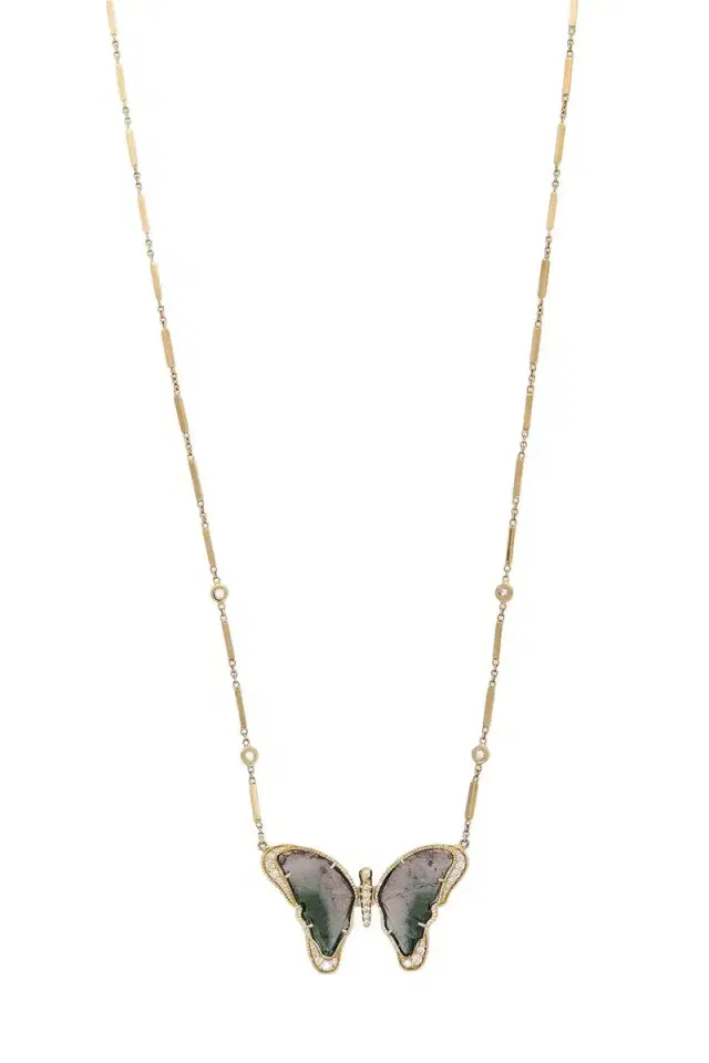 Jacquie Aiche Tourmaline Diamond Butterfly Necklace