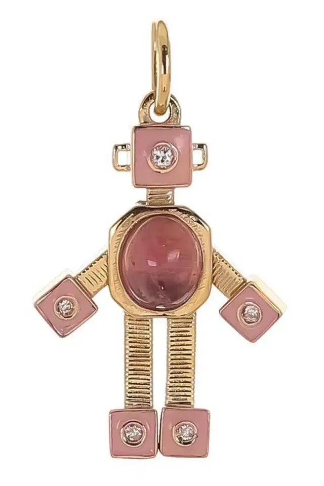 VAN Tourmaline Diamond Marissa Pink Mini Bespoke Robot Pendant