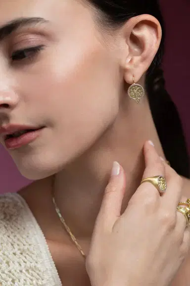 TANYA FARAH Tree of Life Diamond Disc Drop Earrings | Thumbnail 2 TANYA FARAH Tree of Life Diamond Disc Drop Earrings | Thumbnail 2