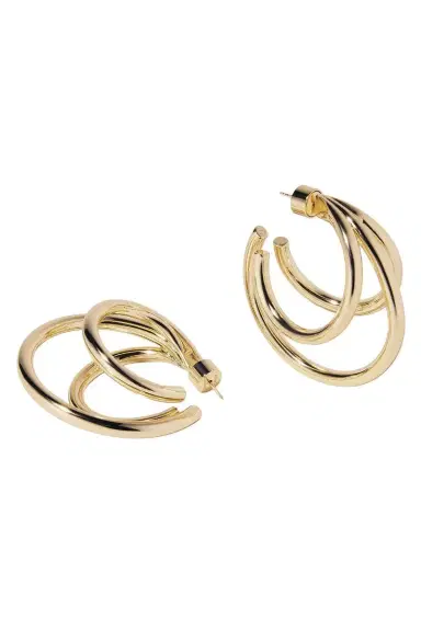Jennifer Fisher Triple Lilly Baby Hoop Earrings - Yellow Gold - 1.5in | Thumbnail 3 Jennifer Fisher Triple Lilly Baby Hoop Earrings - Yellow Gold - 1.5in | Thumbnail 3