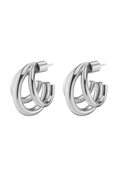 Jennifer Fisher Triple Lilly Huggie Earrings - Silver - 0.60in | Thumbnail 1 Jennifer Fisher Triple Lilly Huggie Earrings - Silver - 0.60in | Thumbnail 1
