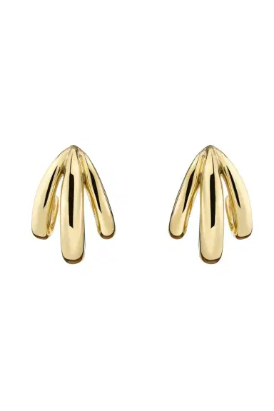 Jennifer Fisher Triple Lilly Huggie Earrings - Yellow Gold - 0.60in | Thumbnail 3 Jennifer Fisher Triple Lilly Huggie Earrings - Yellow Gold - 0.60in | Thumbnail 3