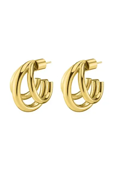 Jennifer Fisher Triple Lilly Huggie Earrings - Yellow Gold - 0.60in | Thumbnail 1 Jennifer Fisher Triple Lilly Huggie Earrings - Yellow Gold - 0.60in | Thumbnail 1