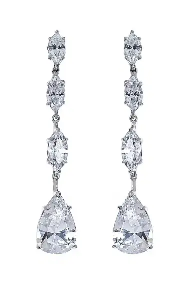 FANTASIA by DESERIO Triple Marquise Pear Drop Earrings | Thumbnail 1