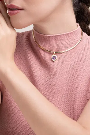 Foundrae True Love - Amethyst Gemstone Heart Medallion | Thumbnail 2 Foundrae True Love - Amethyst Gemstone Heart Medallion | Thumbnail 2