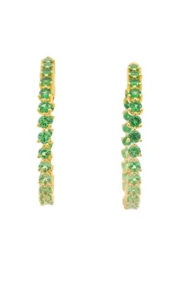 LISA NIK Tsavorite Garnet Graduated Hoop Earrings | Thumbnail 2