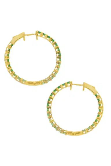 LISA NIK Tsavorite Garnet Graduated Hoop Earrings | Thumbnail 1